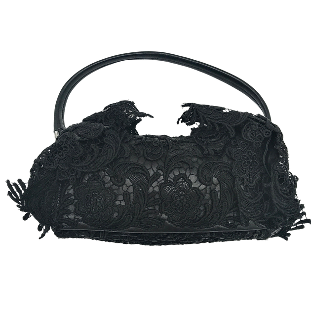 Prada Vintage - Embossed Leather Handbag Bag - Black
