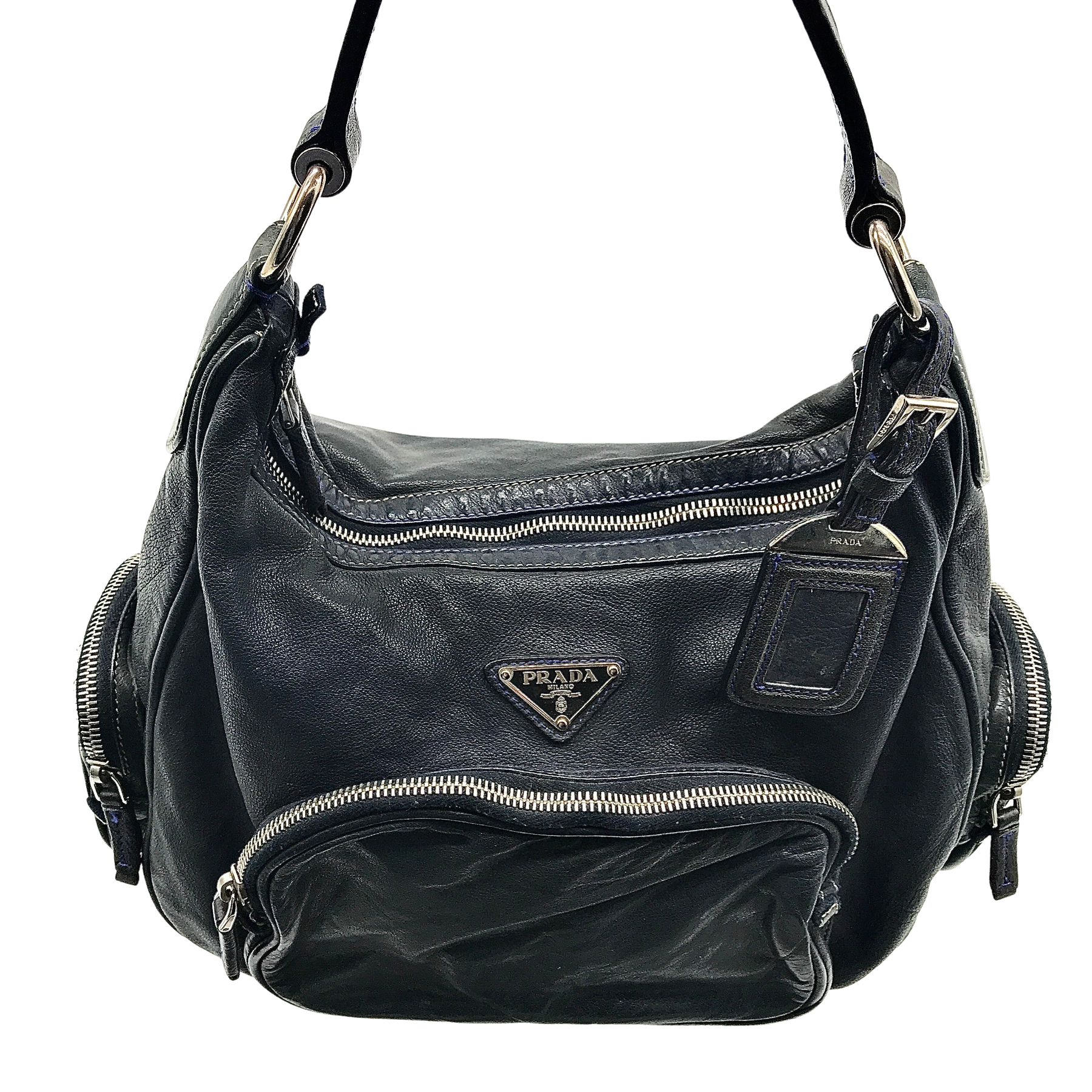 PRADA Triangle logo Nylon Mini Boston bag Handbag Black Vintage Old kh –  VintageShop solo