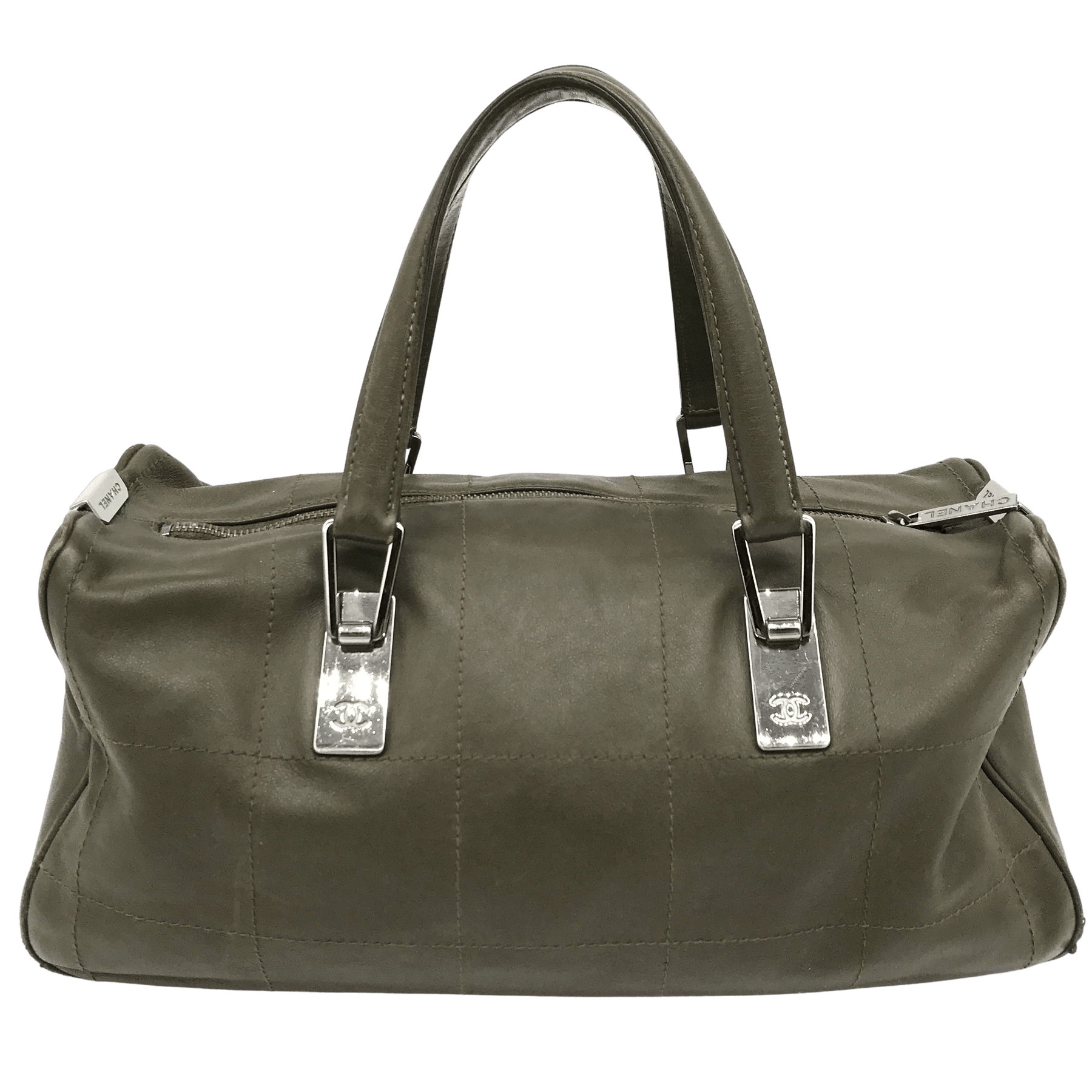Chanel Vintage Green Quilted Leather Briefcase Shoulder Bag