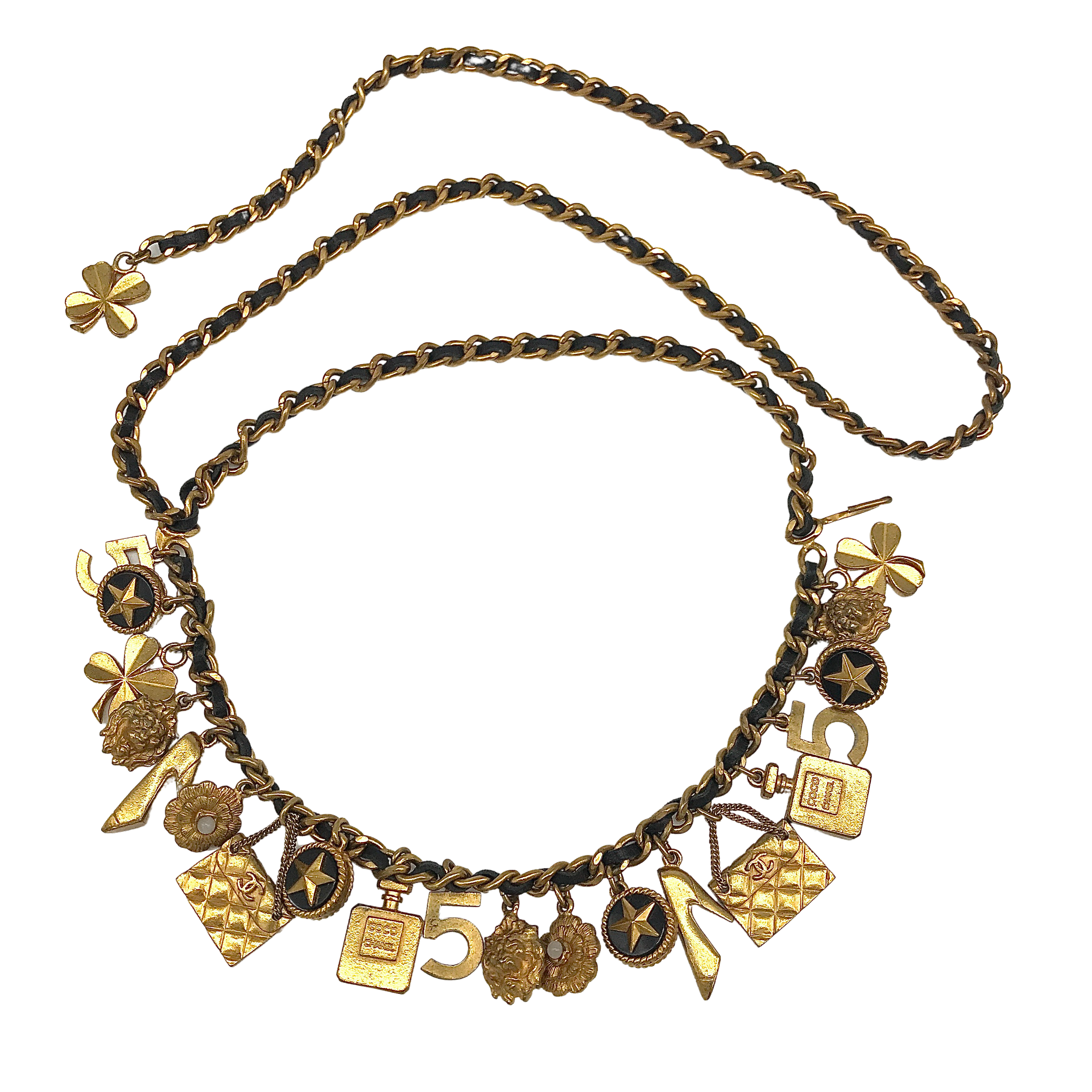 小物 CHANEL vintage belt Chanel Vintage Belt Black Golden Leather ref.1067384 - Joli