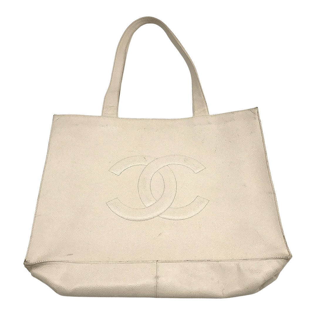 【CHANEL】Chanel vintage tote bag★トートバッグ ホワイト Chanel Tote White Tote Bag With Chain Handles..large